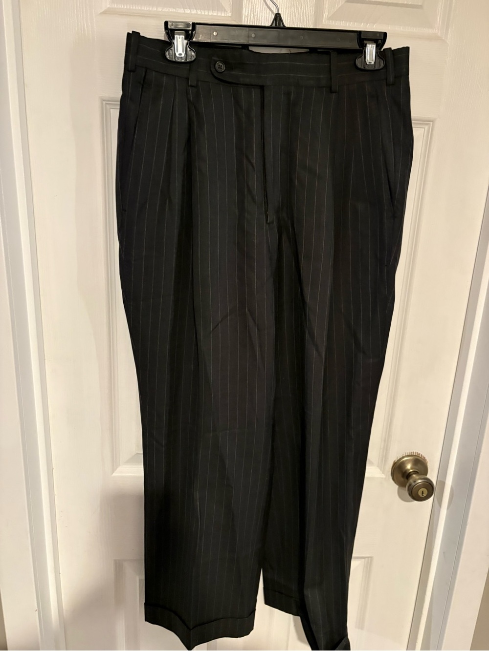 Men's Black Pinstripe Dress Pants